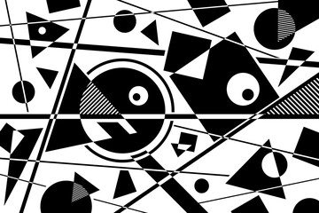 Abstract black and white simple composition. Geometric design background.