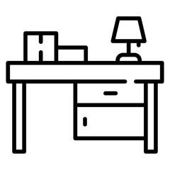 Study desk line icon