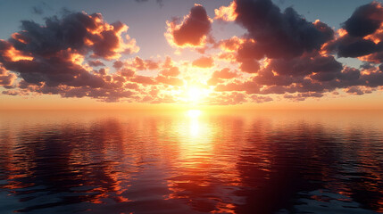 Fototapeta premium Sunset over calm ocean waters