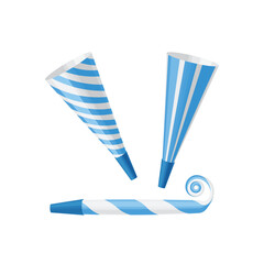 Pipe horn for parties. Colorful horns and pipes for parties. A festive accessory. Party supplies. Vector illustration