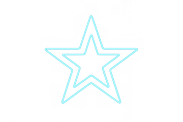 Luminous neon double star shining against transparent backdrop, adding dynamic visual energy for contemporary graphic design compositions