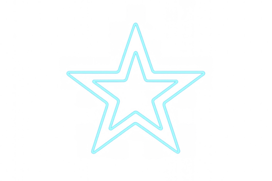 Luminous neon double star shining against transparent backdrop, adding dynamic visual energy for contemporary graphic design compositions - Powered by Adobe