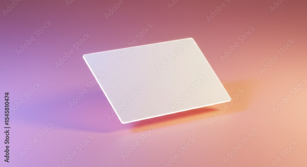 Poster minimalist white card floating on colorful soft background