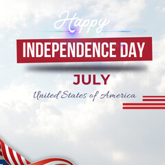 White and Blue Americana Flag Fourth of July Instagram Post