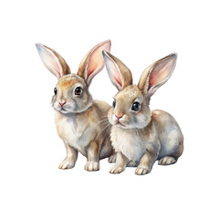 Obraz premium Cute rabbits, soft fur, adorable bunnies, standing upright, big ears, fluffy tails