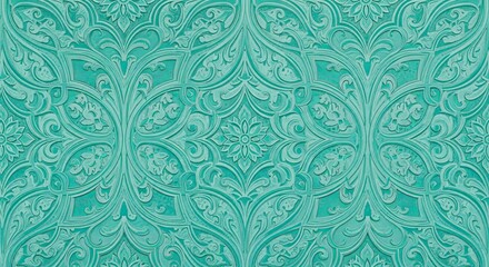 Fototapeta premium Teal Damask Pattern Ornate Design