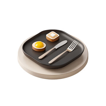 3d Isolated Restaurant Plate Set With Silver Cutle