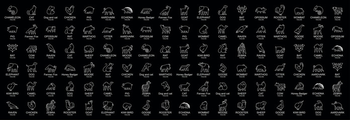 Animals logos collection. Animal logo set. Geometrical abstract logos. Icon design