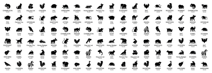 Animals logos collection. Animal logo set. Geometrical abstract logos. Icon design