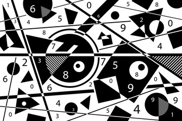 Abstract black and white simple composition. Geometric design background.