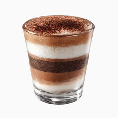 Layered Iced Coffee Drink in Glass with Cocoa