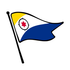 Flag of Caribisch Nederland. Caribisch Nederland flag vector illustration icon design in the hand-drawn style. Fluttering flagpole flag.