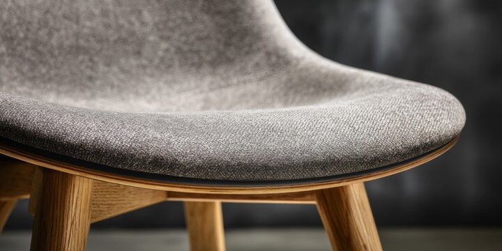 Closeup of Gray Fabric Chair with Light Wood Legs