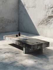 Grey Concrete Rectangular Table in Minimalist Room Setting