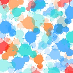 seamless pattern with watercolor splashes colorful paint drops background 