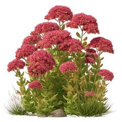 Lush Sedum Autumn Joy Flowerbed - Vibrant Pink