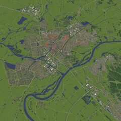 3D illustration of city and urban in Zwolle Netherlands