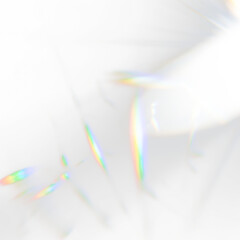 Abstract soft white light with vibrant colourful light leaks and lens flares on transparent background