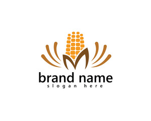 creative agriculture, farm logo, corn with leaves forming the letter m initials logo design inspiration