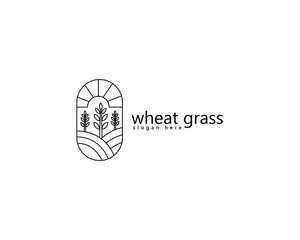 creative agriculture, farm logo, wheat field with line concept logo design inspiration