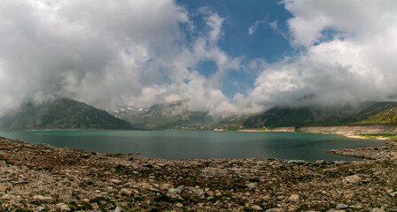 Montespluga lake- Lago di Montespluga, Lombardy-Italy-panorama view 