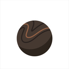 Realistic chocolate truffle in isometric view with swirl pattern. Perfect for dessert branding, candy ads, or food-related digital projects.