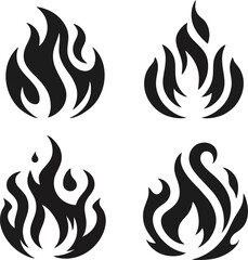 Abstract Black Flame Icons Set Design Graphic Art for Branding and Design Projects