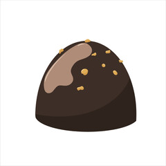 Isometric chocolate truffle with glossy glaze and nut topping. Realistic vector illustration for dessert design, gourmet packaging, or sweet branding.