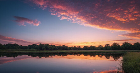 Obraz premium Beautiful light and sky, reflected light on the lake
