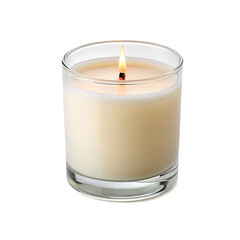 Bedtime candle isolated on white with soft studio lighting, flat composition, transparent background