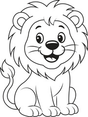 Lion Vector Cute Baby Lion Sitting Clipart for Art and Design Resourceslion vector, premium lion vector art for creators, majestic lines handcrafted lion vector art4