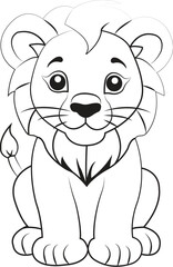 Lion Vector Cartoon Style Lion Cub Illustration in Black and White, premium lion vector art for creators 5