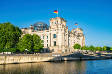 Reichstag building on sunny summer day in Berlin. Germany 