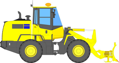 Dozer is a type of heavy equipment used for construction. Dozers are used to push, dig or pull materials such as sand, soil, rocks and others. Dozer illustration.