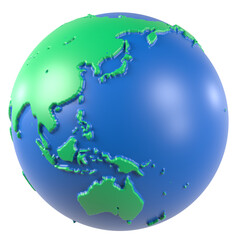 ミニチュアの地球の3dCG素材　アジア