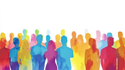 Watercolor Silhouettes of a Crowd of People