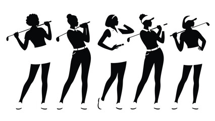 Silhouette Collection Elegant Women Golfers - Sporty Vector Art