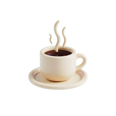 Isolated hot coffee cup image for morning beverage caffeine drink and coffee break time concept design