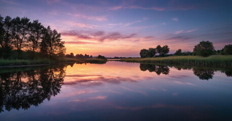 Obraz premium Beautiful light and sky, reflected light on the lake