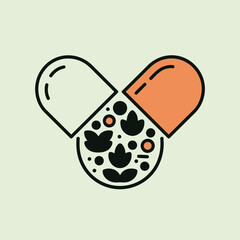 Herbal Capsule Supplement Green Yellow Orange Cream