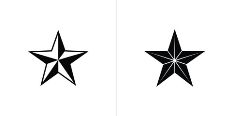 Fototapeta premium Two Black FivePointed Stars with Different Designs on a White Background Divided by a Vertical Line
