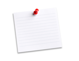 A sheet of paper is pinned with a pushpin.
