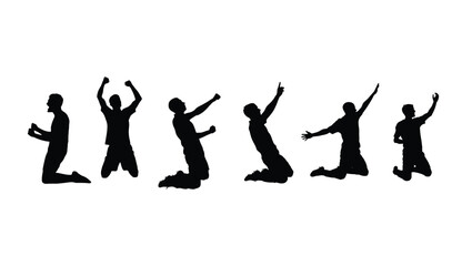 Obraz premium Celebrating Success A Series of Silhouettes Depicting Joyful Moments of Triumph and Gratitude