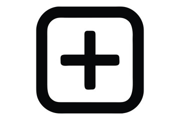 Obraz premium Black add symbol inside rounded square representing addition concept and positive actions