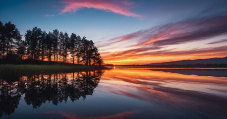 Fototapeta premium sunrise over the lake