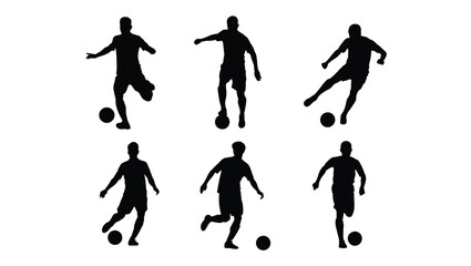 Obraz premium Soccer Player Silhouettes Six Action Poses for Design Projects - Free Vector Illustrations