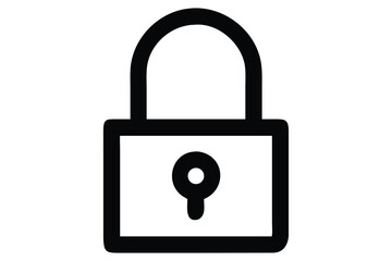 Simple black and white illustration of a padlock symbolizing security and protection