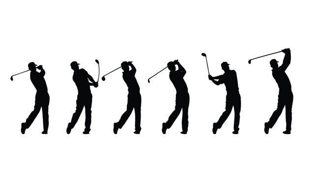 Mastering the Golf Swing A Sequence of Silhouettes Showing the Perfect Golf Stroke Technique