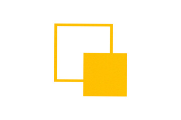 Square, rectangular shape, yellow, collage rectangle made from paper, photo frame on transparent background.