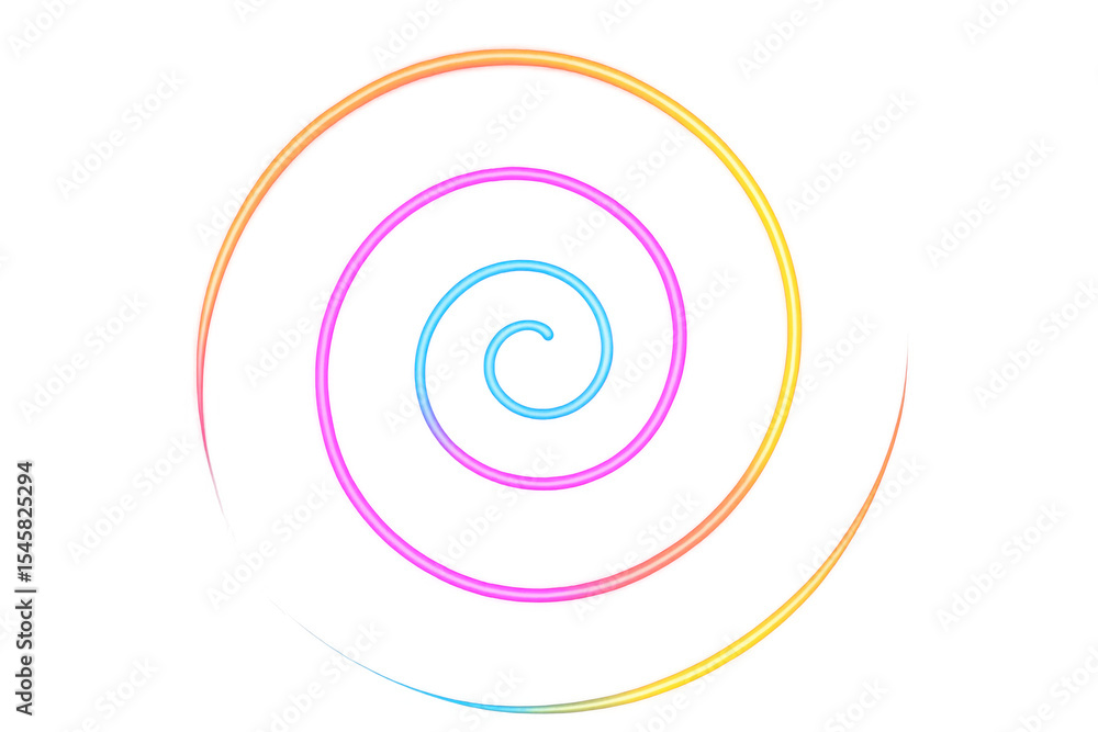 Poster luminous neon spiral swirling into dynamic vortex, creating electrifying visual effect on transparen